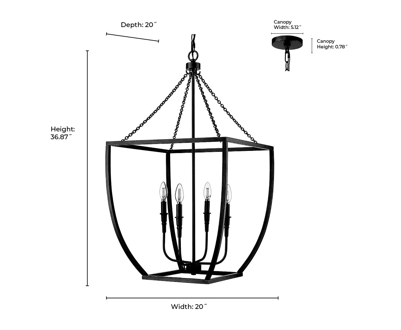 36.87'' Kelsey Matte Black 4 Light Pendant