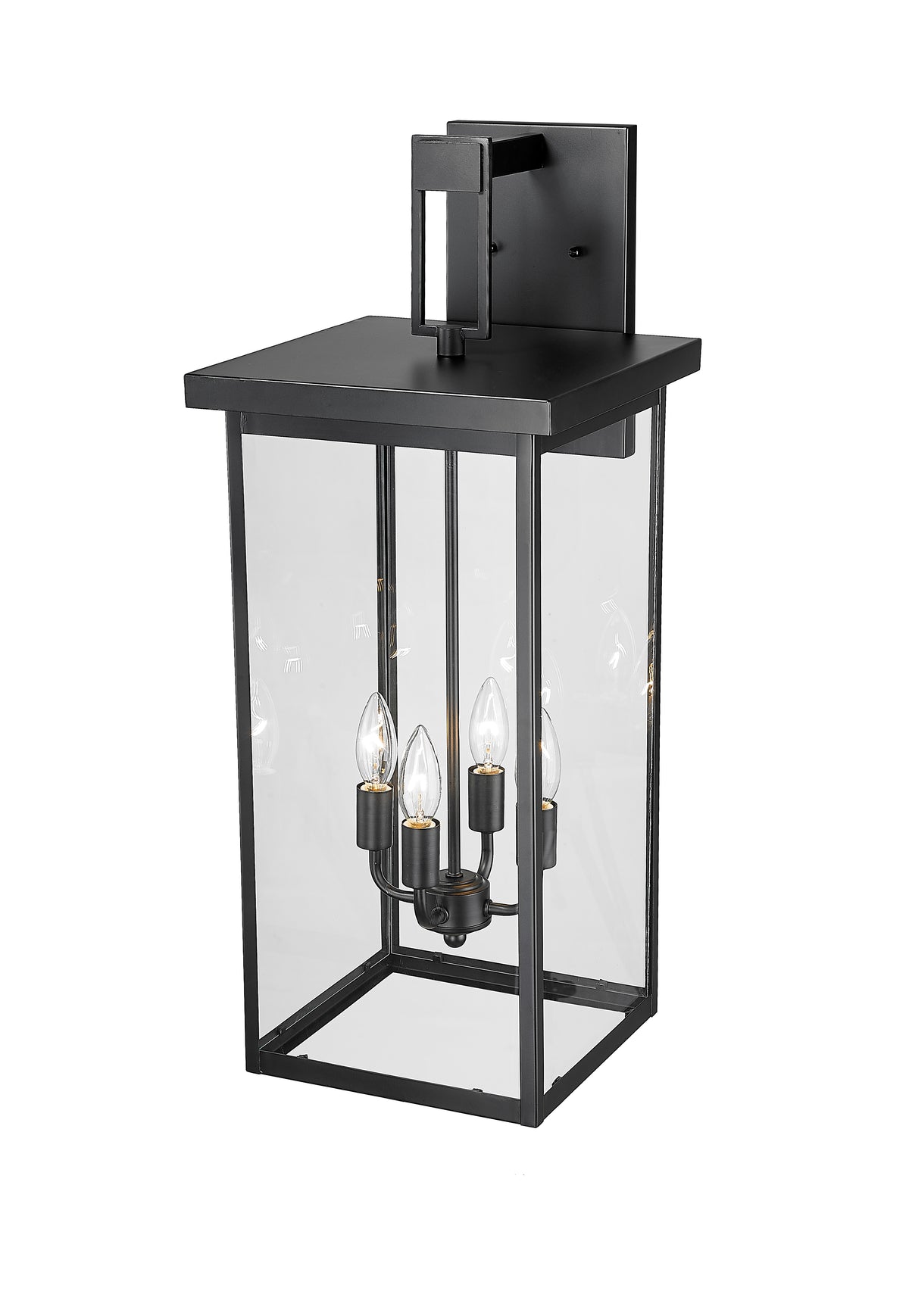 27-inch Barkeley Powder Coated Black 4-Light Outdoor Wall Sconce with Clear Glass