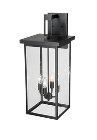 27-inch Barkeley Powder Coated Black 4-Light Outdoor Wall Sconce with Clear Glass