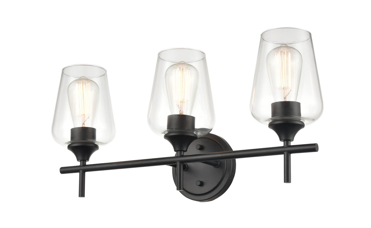 22'' Ashford Matte Black 3 Light Bath Vanity
