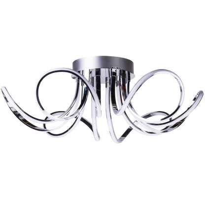 6 Petal Flower LED Strip Flush Mount Lamp | Chrome and Dimmable