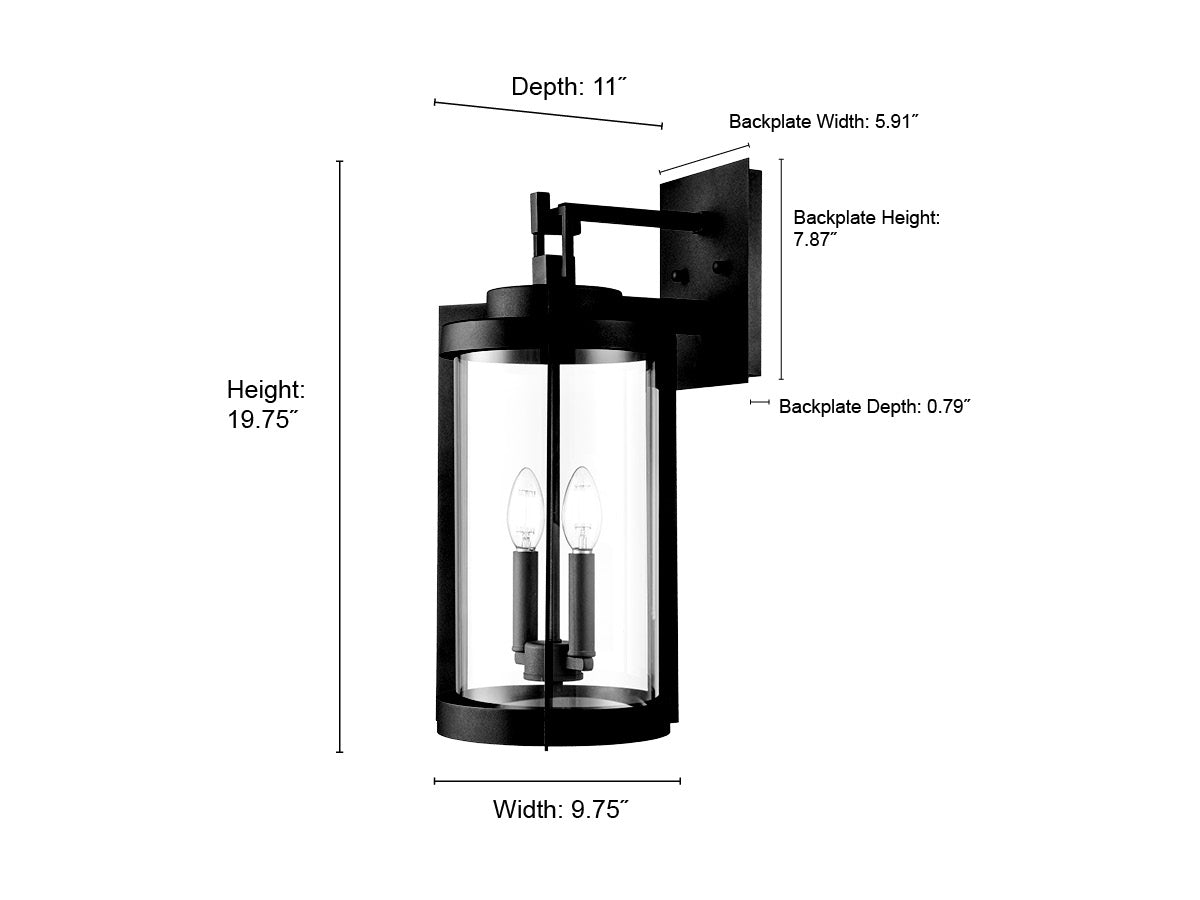 9.75'' Ellway Textured Black 2 Light Wall Sconce