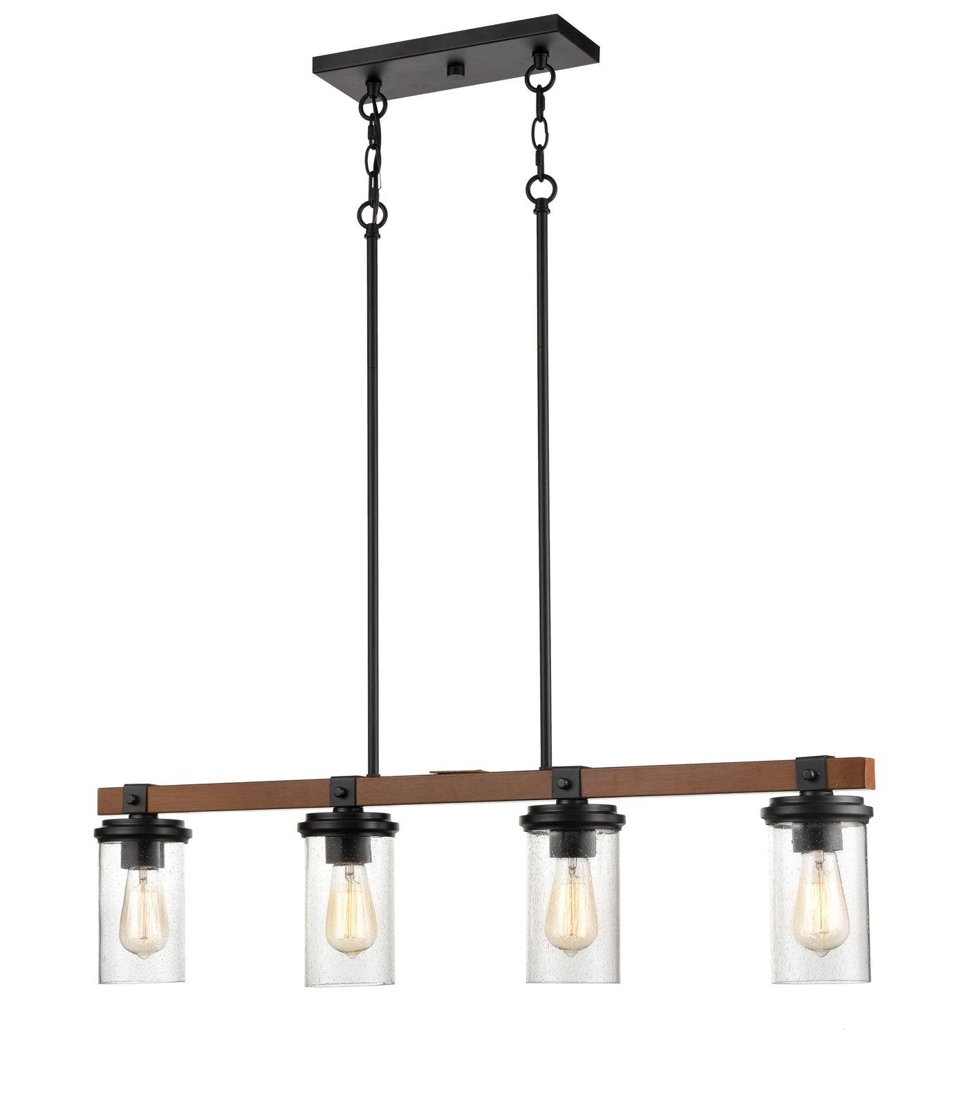 8.5'' Taos Matte Black/Wood Grain 4 Light Linear Chandelier