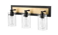 21'' Gasol Matte Black/Vintage Brass 3 Light Bath Vanity