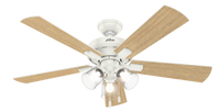 52 inch Crestfield Fresh White Ceiling Fan with LED Light Kit and Pull Chain
