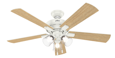 52 inch Crestfield Fresh White Ceiling Fan with LED Light Kit and Pull Chain