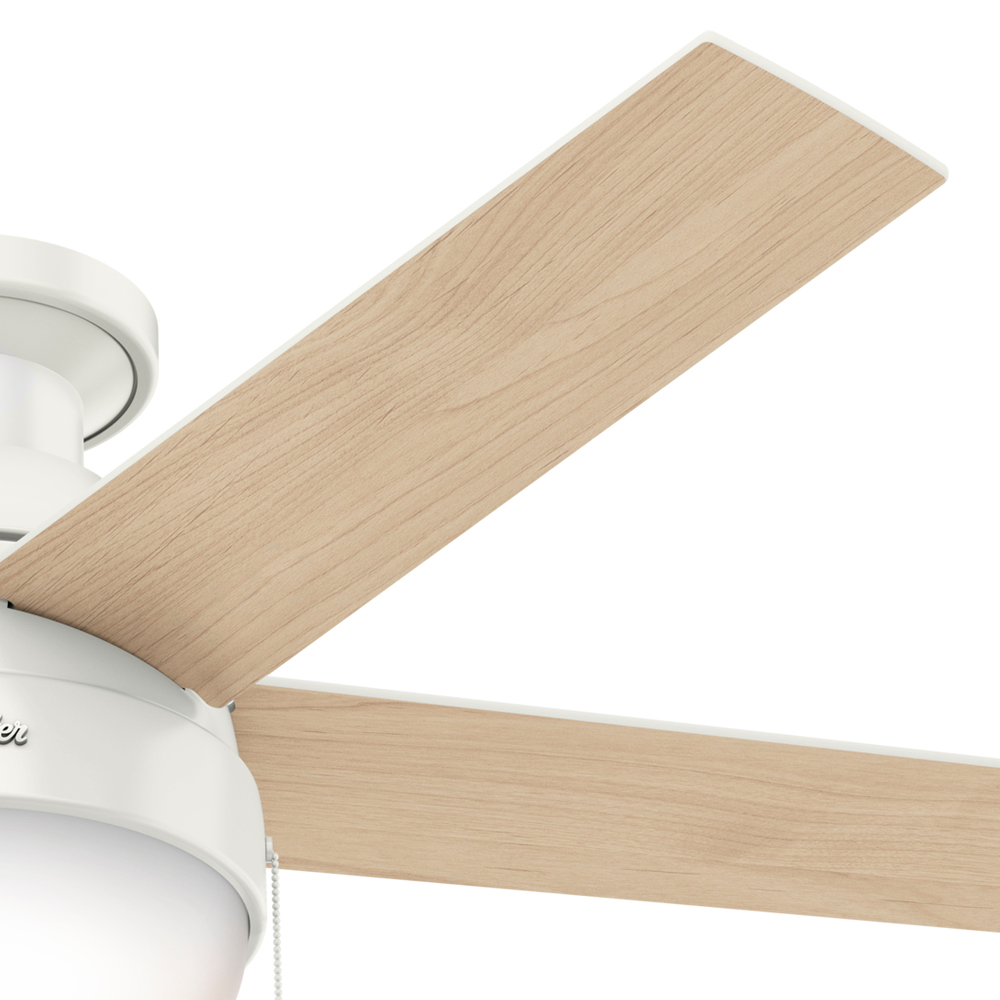 46 inch Anslee Fresh White Low Profile Ceiling Fan with LED Light Kit and Pull Chain