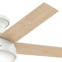 46 inch Anslee Fresh White Low Profile Ceiling Fan with LED Light Kit and Pull Chain