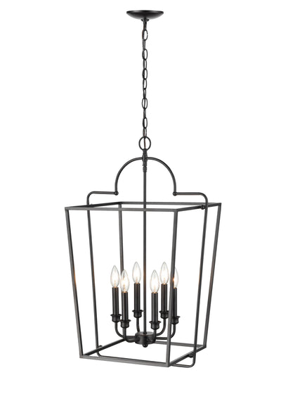 30''  Matte Black 6 Light Pendant