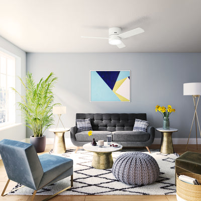 52 inch Minimus Fresh White Low Profile Ceiling Fan with LED Light Kit and Handheld Remote