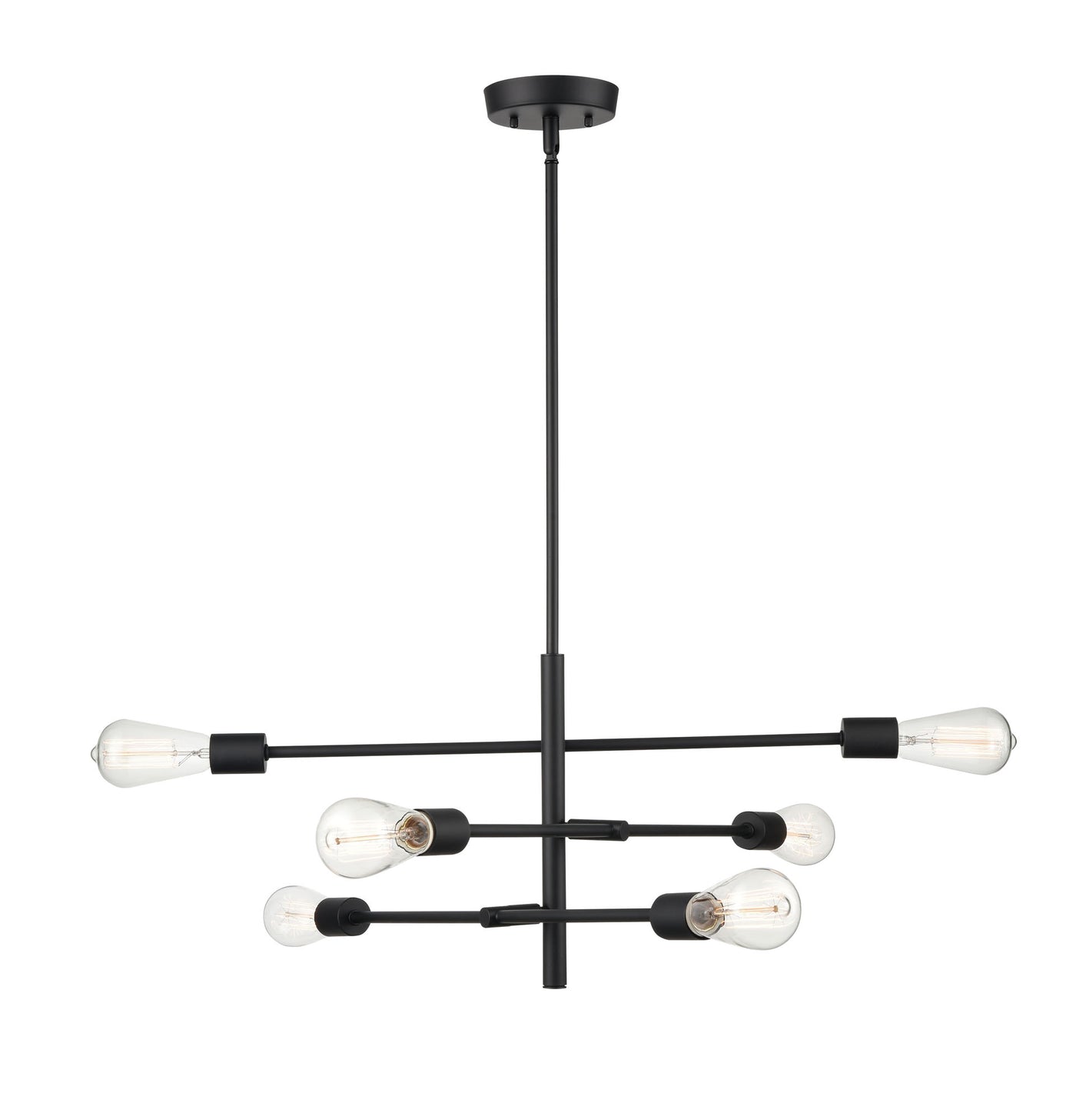 12'' Decco Matte Black 6 Light Pendant