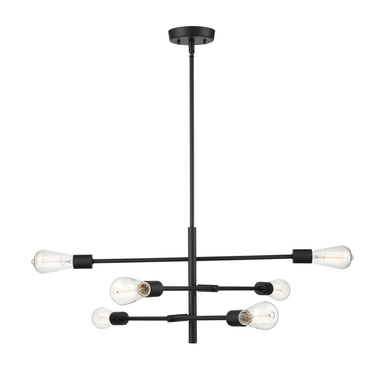 12'' Decco Matte Black 6 Light Pendant