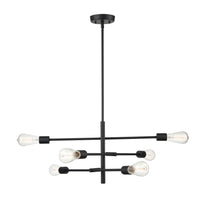 12'' Decco Matte Black 6 Light Pendant