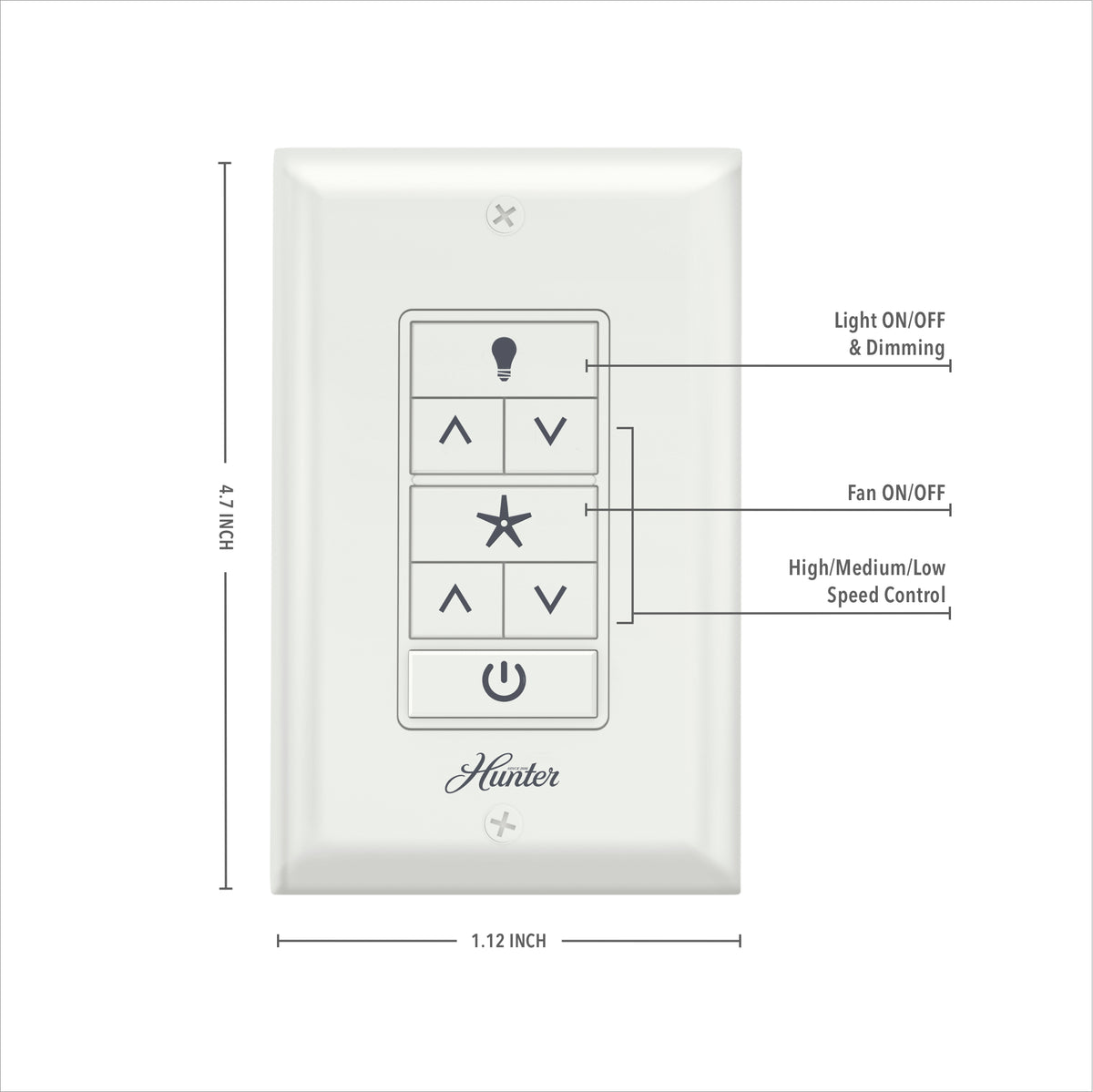 Hunter Universal Fan-Light Wall Control with Receiver