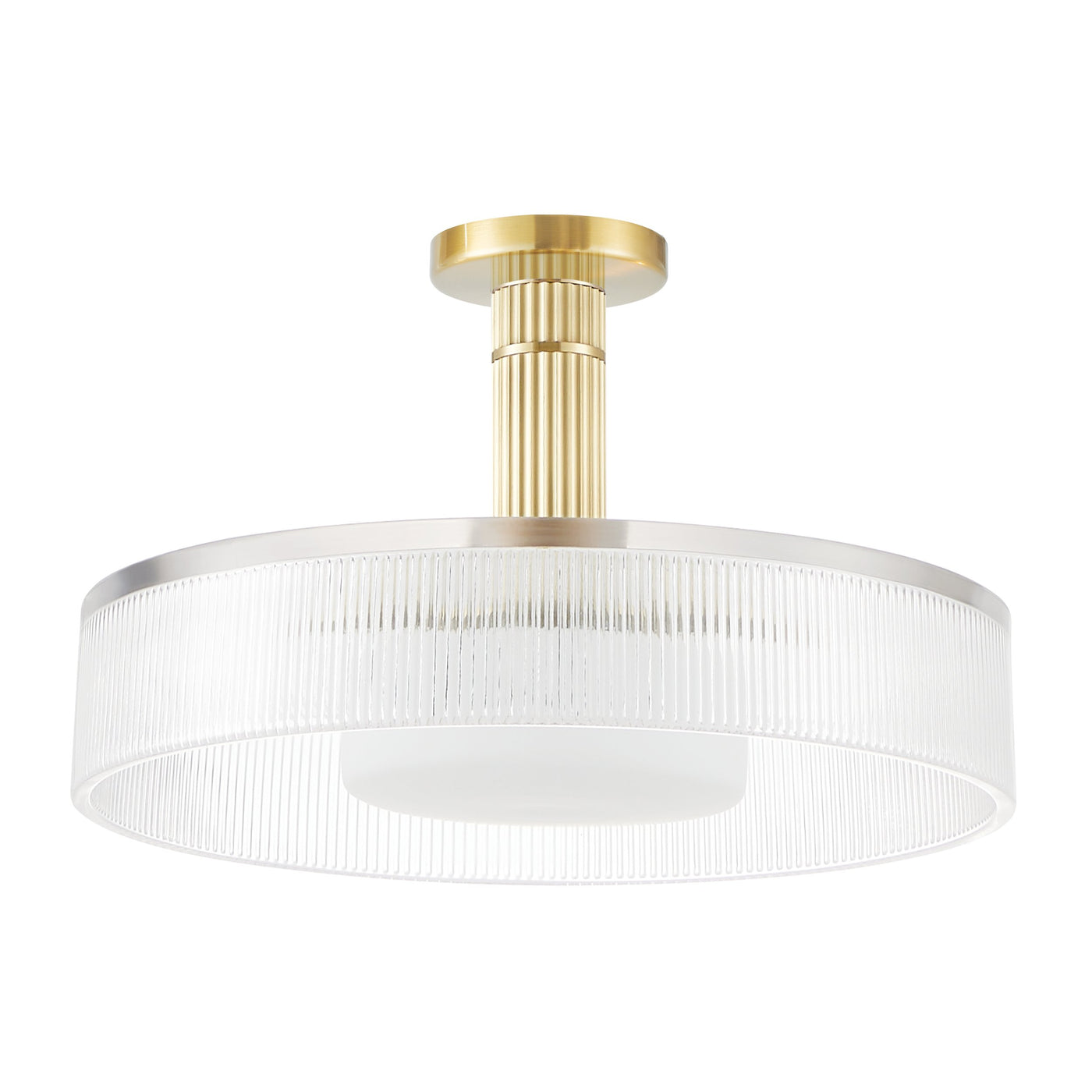 Como 18-inch 1-light Champagne Gold Convertible Pendant with Clear Ribbed and Opal Glass Shade
