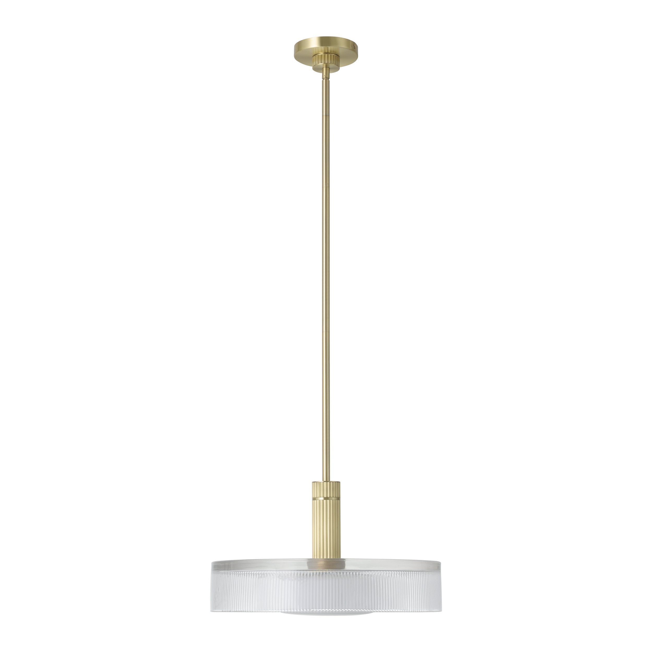 Como 18-inch 1-light Champagne Gold Convertible Pendant with Clear Ribbed and Opal Glass Shade