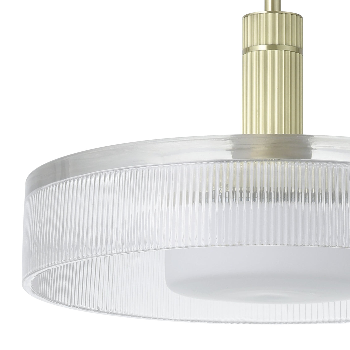 Como 18-inch 1-light Champagne Gold Convertible Pendant with Clear Ribbed and Opal Glass Shade