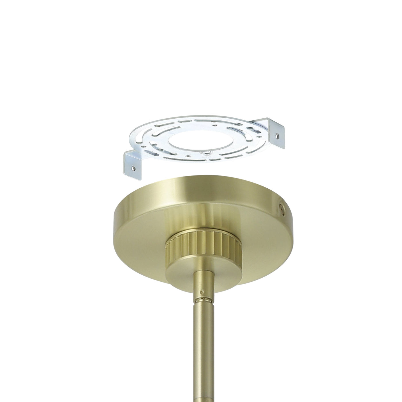 Como 18-inch 1-light Champagne Gold Convertible Pendant with Clear Ribbed and Opal Glass Shade
