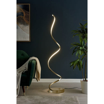 Modern Spiral 61" Gold Floor Lamp with Dimmable LED