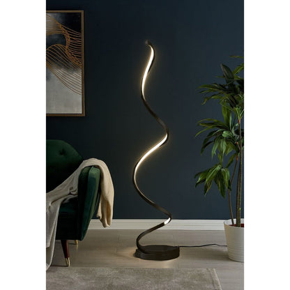 Modern Spiral LED 61" Black Floor Lamp | Dimmable Led Strip