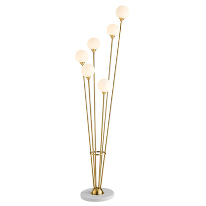 Anechdoche 6-Light Gold and White Floor Lamp