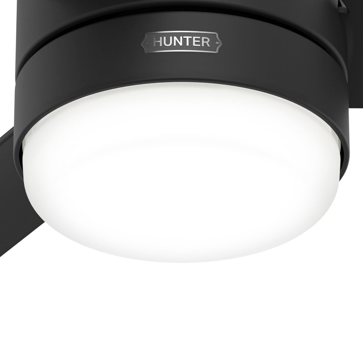44 inch Gilmour Matte Black Damp Rated Ceiling Fan with LED Light Kit and Handheld Remote