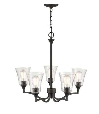 24'' Caily Matte Black 5 Light Chandelier