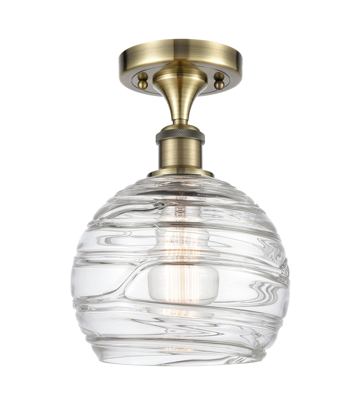 Athens Deco Swirl 8-Inch 1-Light Semi-Flush Mount 11.875-Inch High