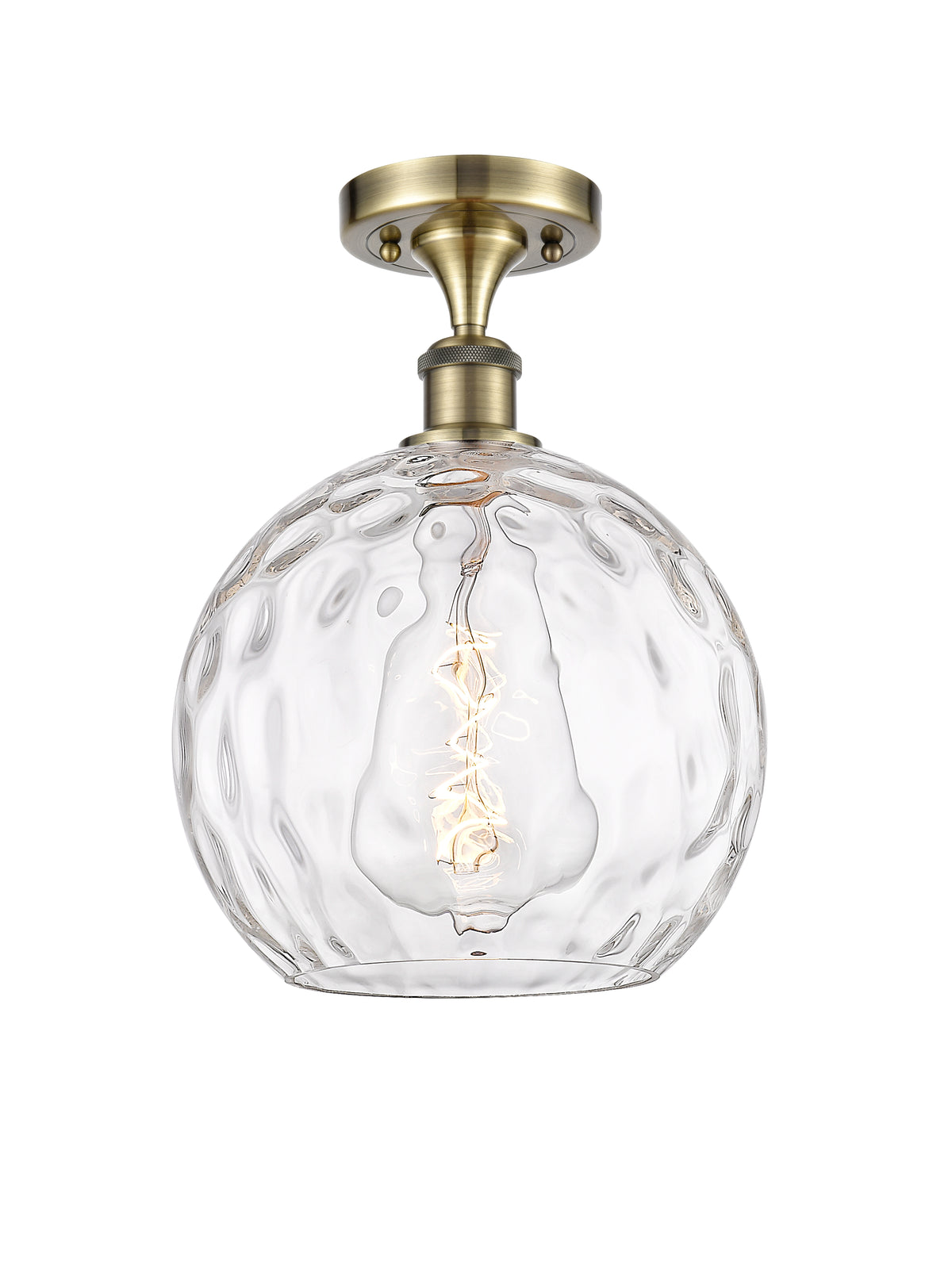 Athens Water Glass 10-Inch 1-Light Semi-Flush Mount 13.75-Inch High