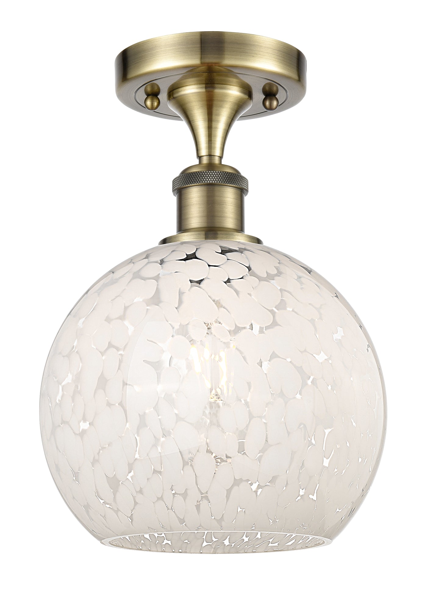 Edison Semi-Flush Mount White Mouchette Shade
