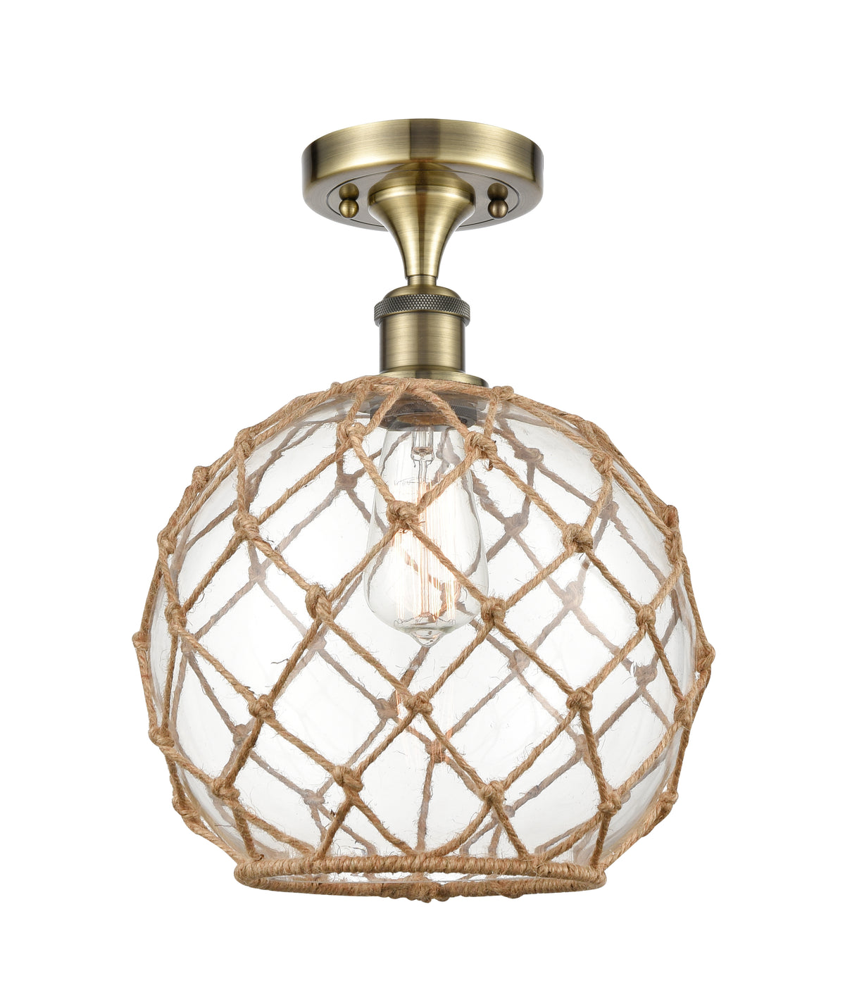 Farmhouse Rope 10-Inch 1-Light Semi-Flush Mount 14-Inch High