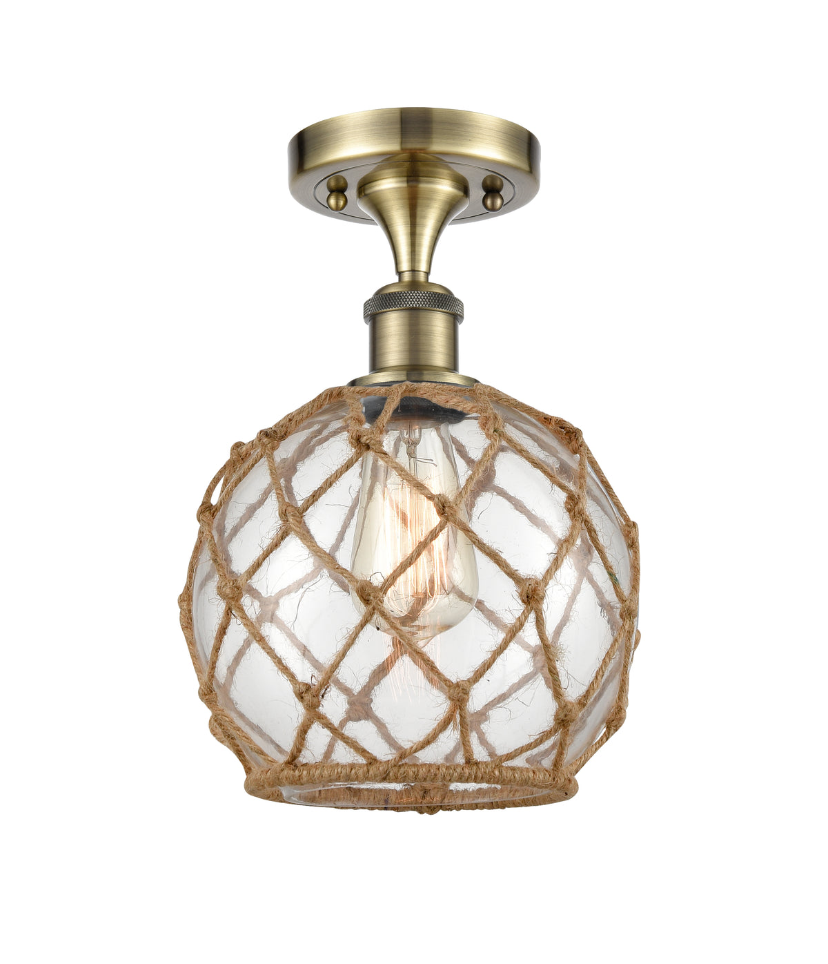Farmhouse Rope 8-Inch 1-Light Semi-Flush Mount