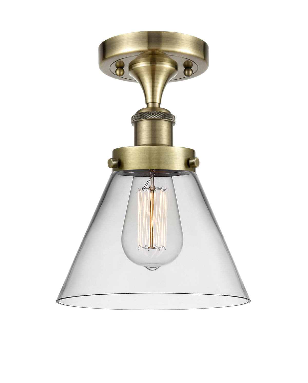 Cone 8-Inch 1-Light Semi-Flush Mount 11-Inch High