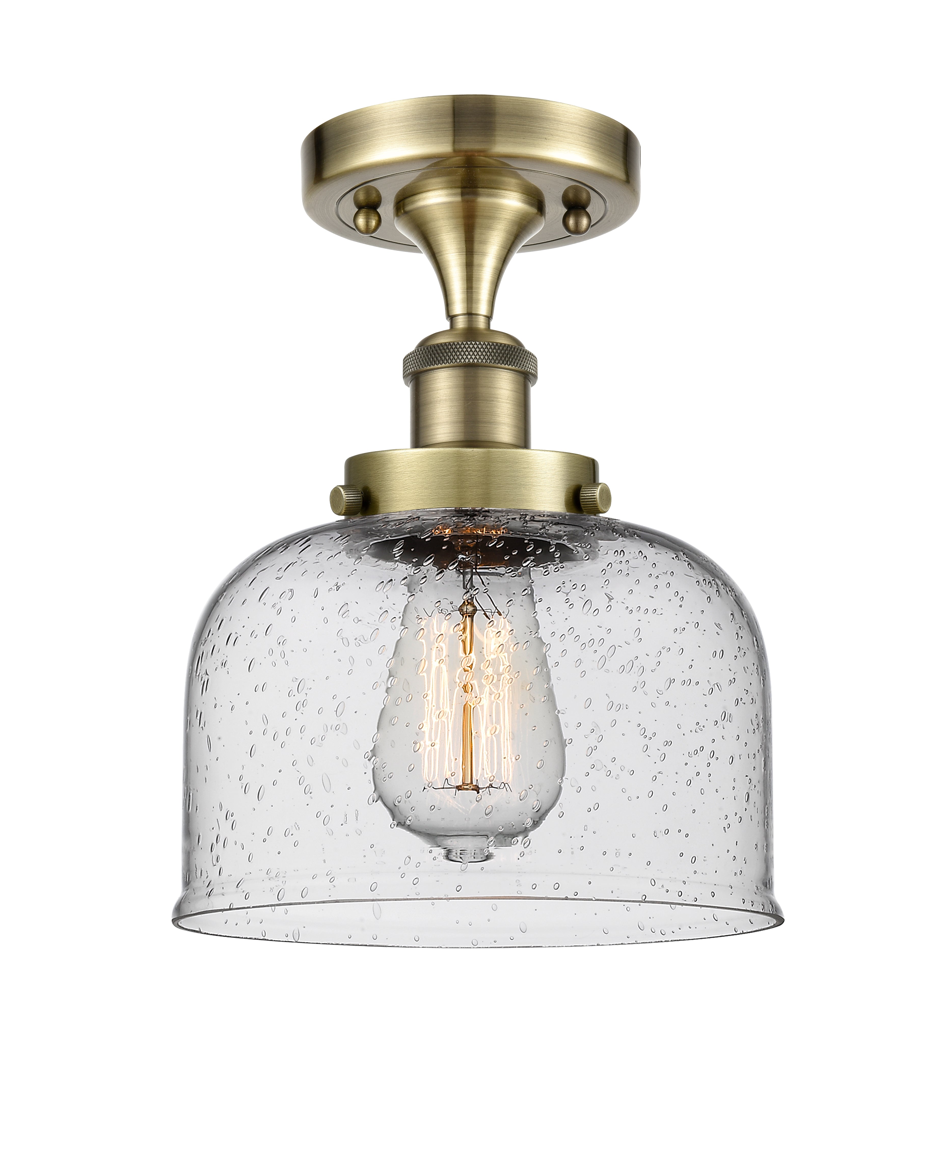 Edison Semi-Flush Mount Brushed Nickel Finish