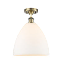 Edison Semi-Flush Mount Satin Nickel 8 Inch