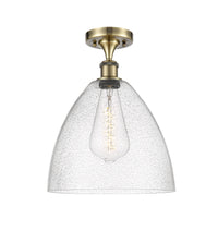 Edison Semi-Flush Mount Satin Nickel 8 Inch