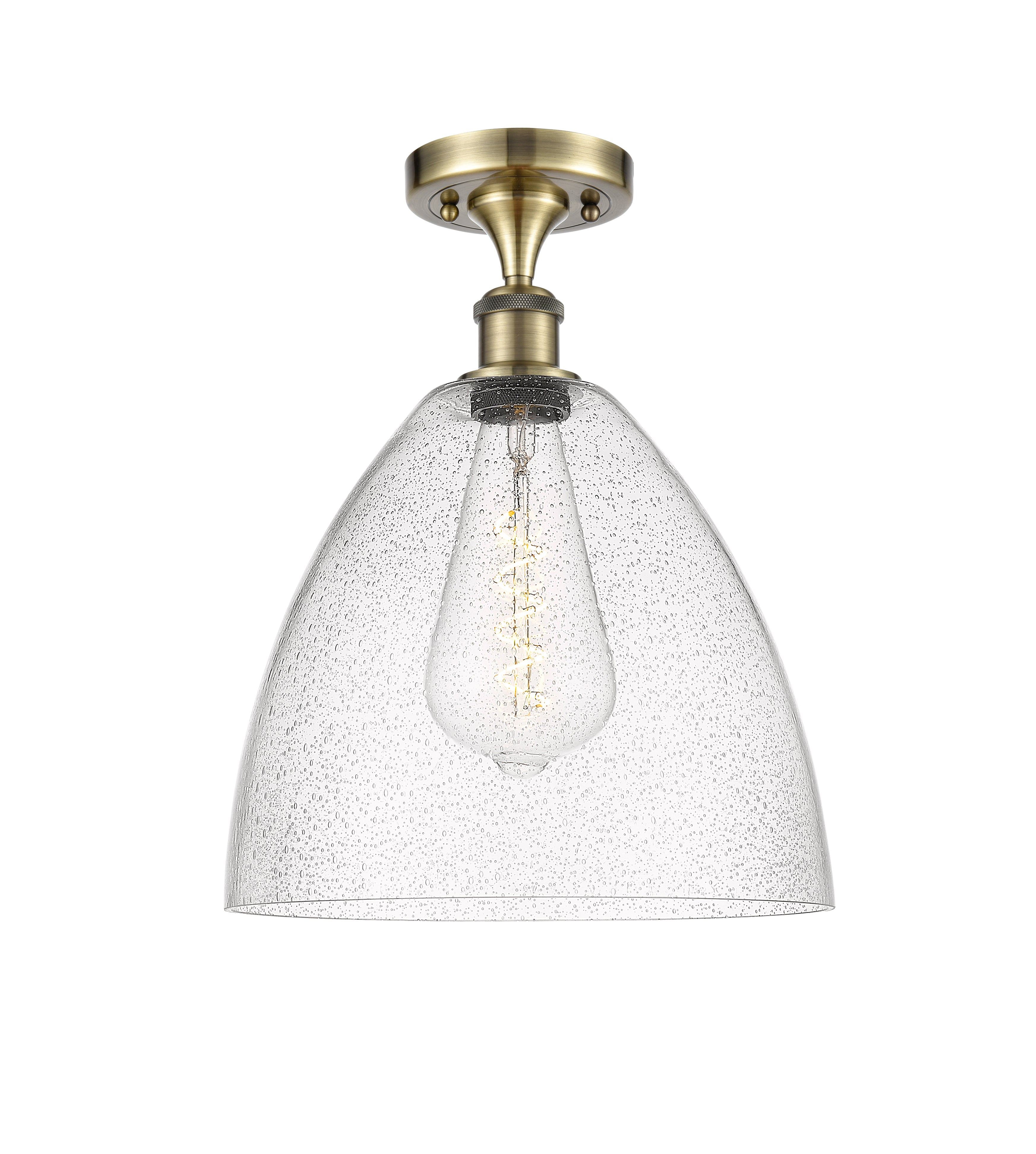 Edison Semi-Flush Mount Satin Nickel 8 Inch