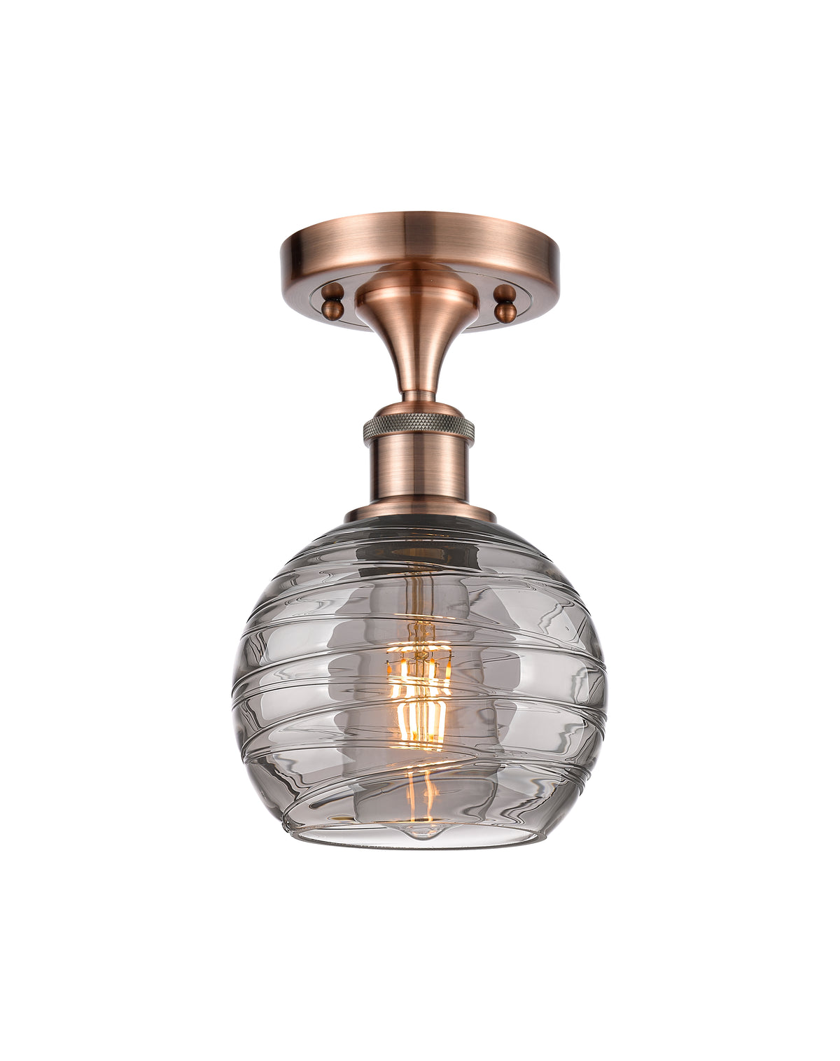Athens Deco Swirl 6-Inch 1-Light Semi-Flush Mount 10.125-Inch High