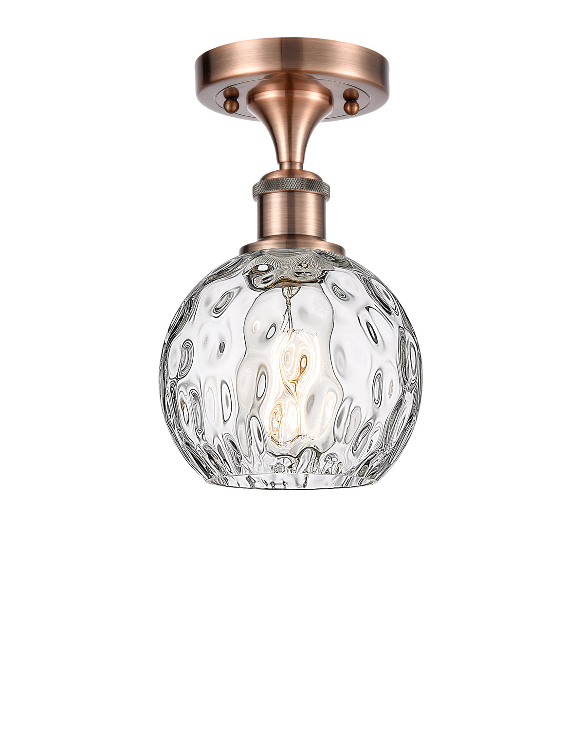 Athens Water Glass 6-Inch 1-Light Semi-Flush Mount 10-Inch High
