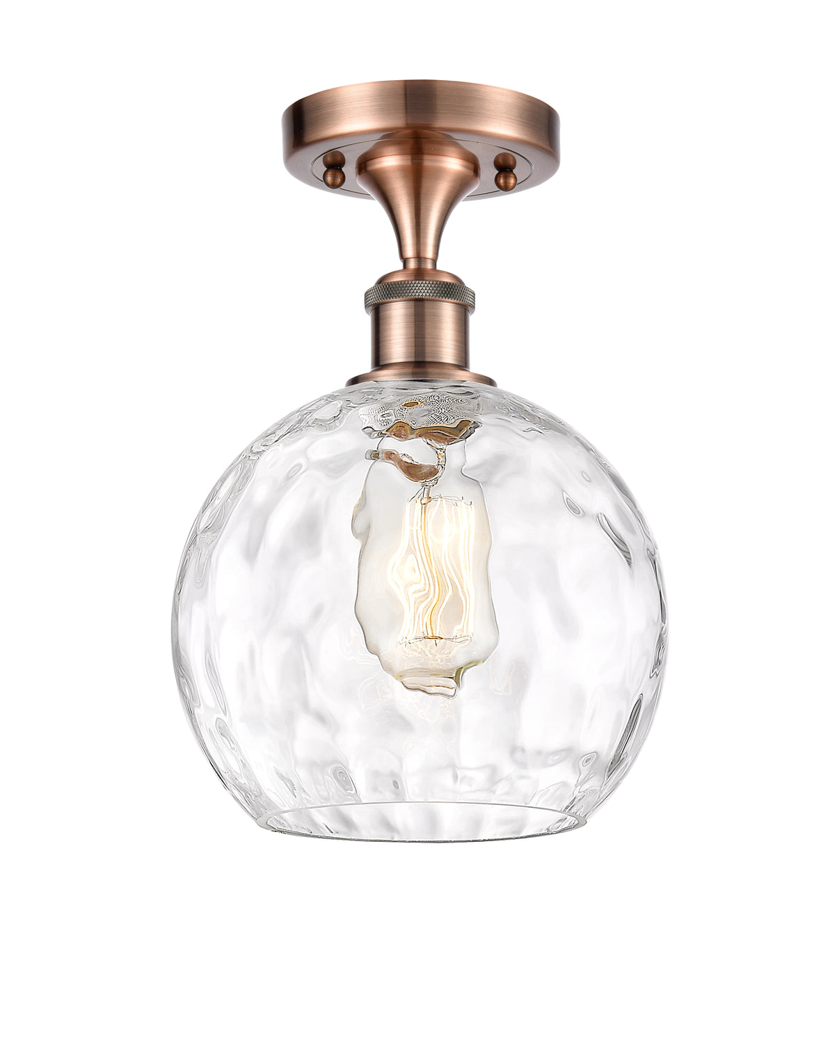 Athens Water Glass 8-Inch 1-Light Semi-Flush Mount 12-Inch High