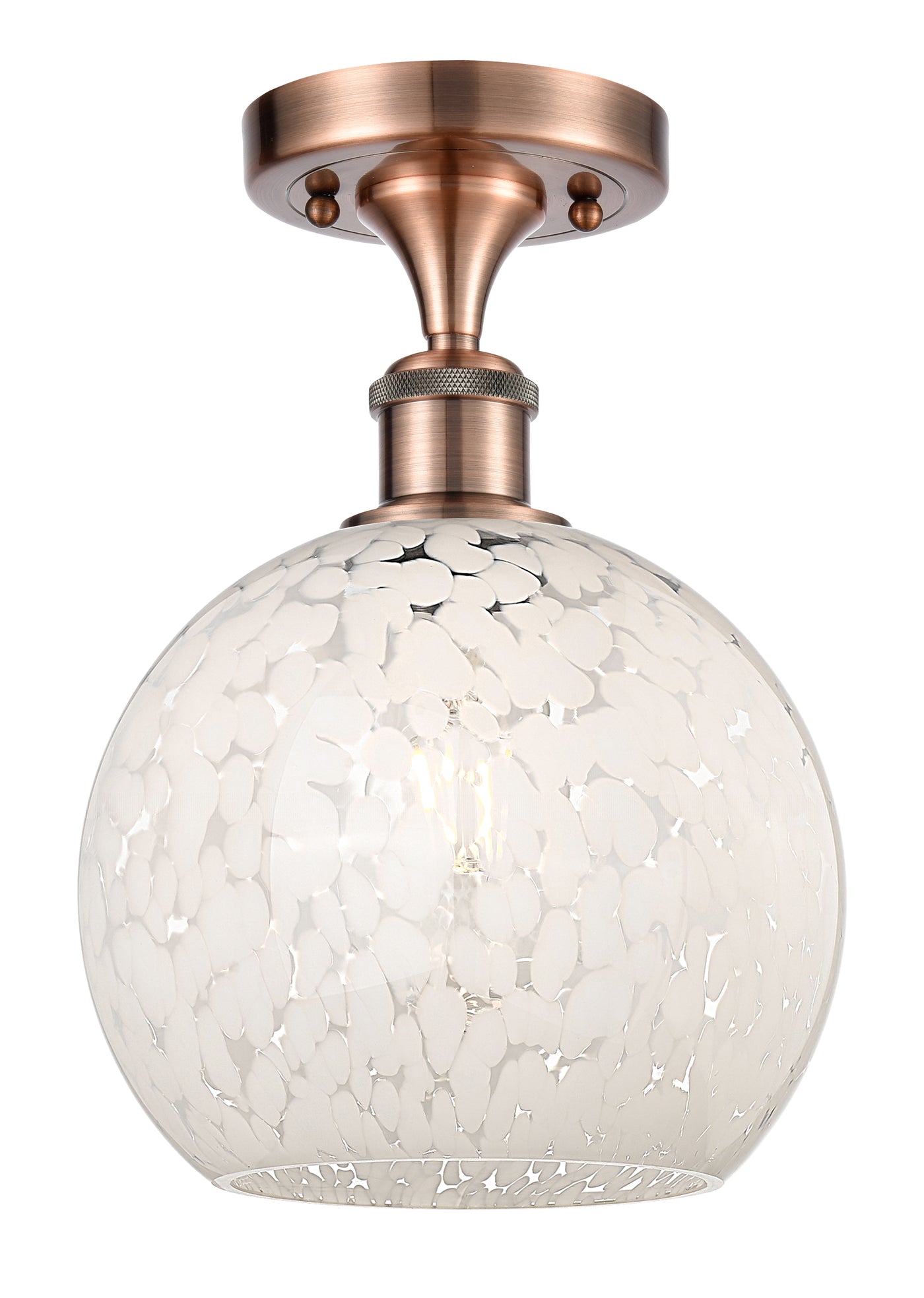 Edison Semi-Flush Mount White Mouchette Shade