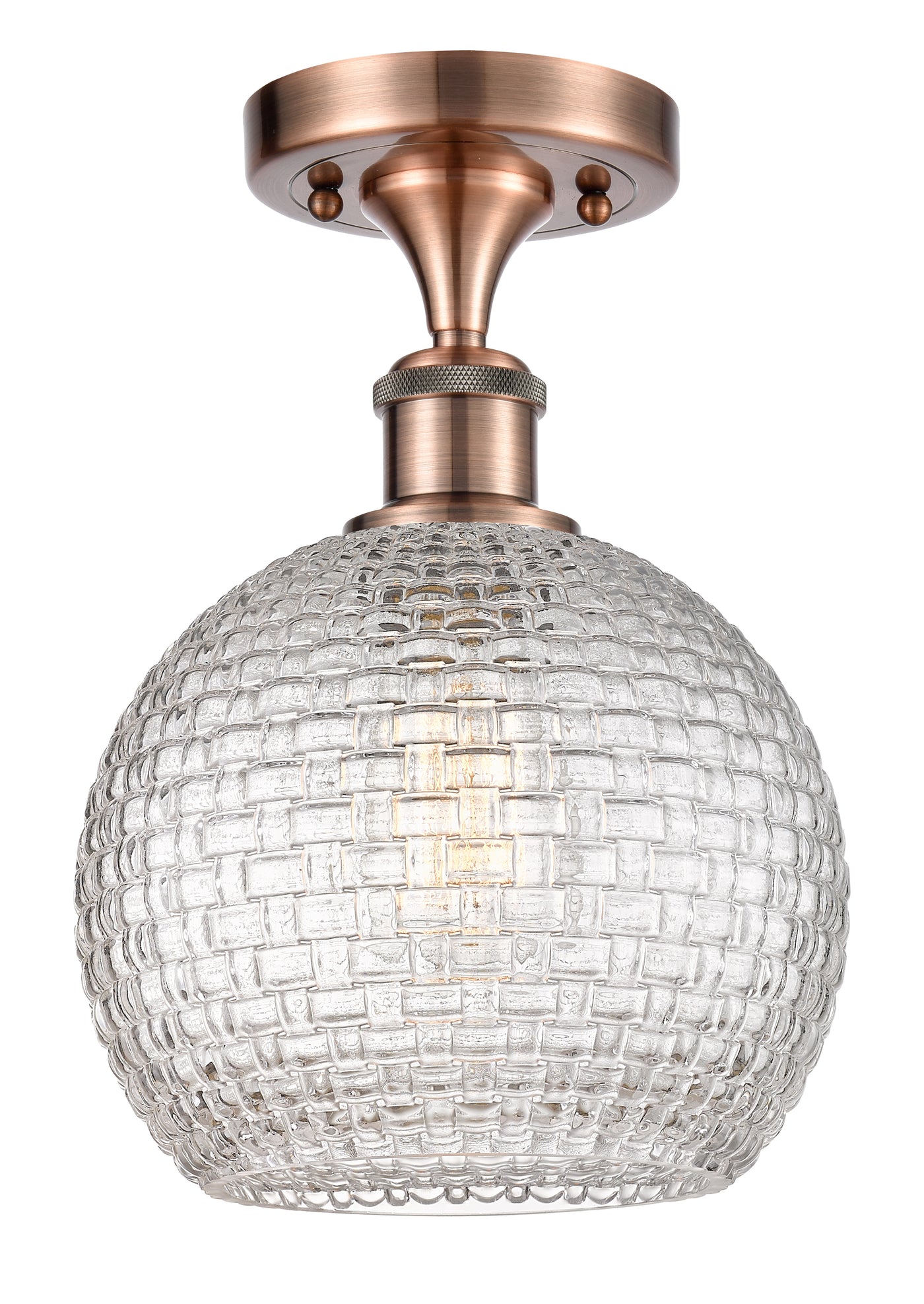 Edison Semi-Flush Mount Clear Basket Weave