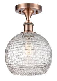Edison Semi-Flush Mount Clear Basket Weave