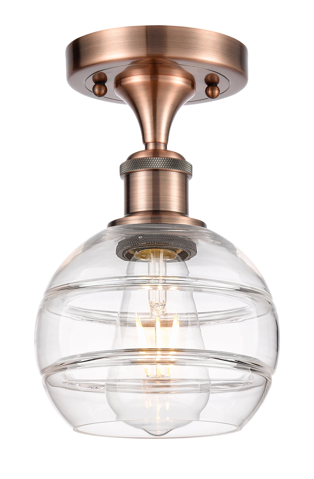 Rochester 6-Inch 1-Light Semi-Flush Mount 9.875-Inch High