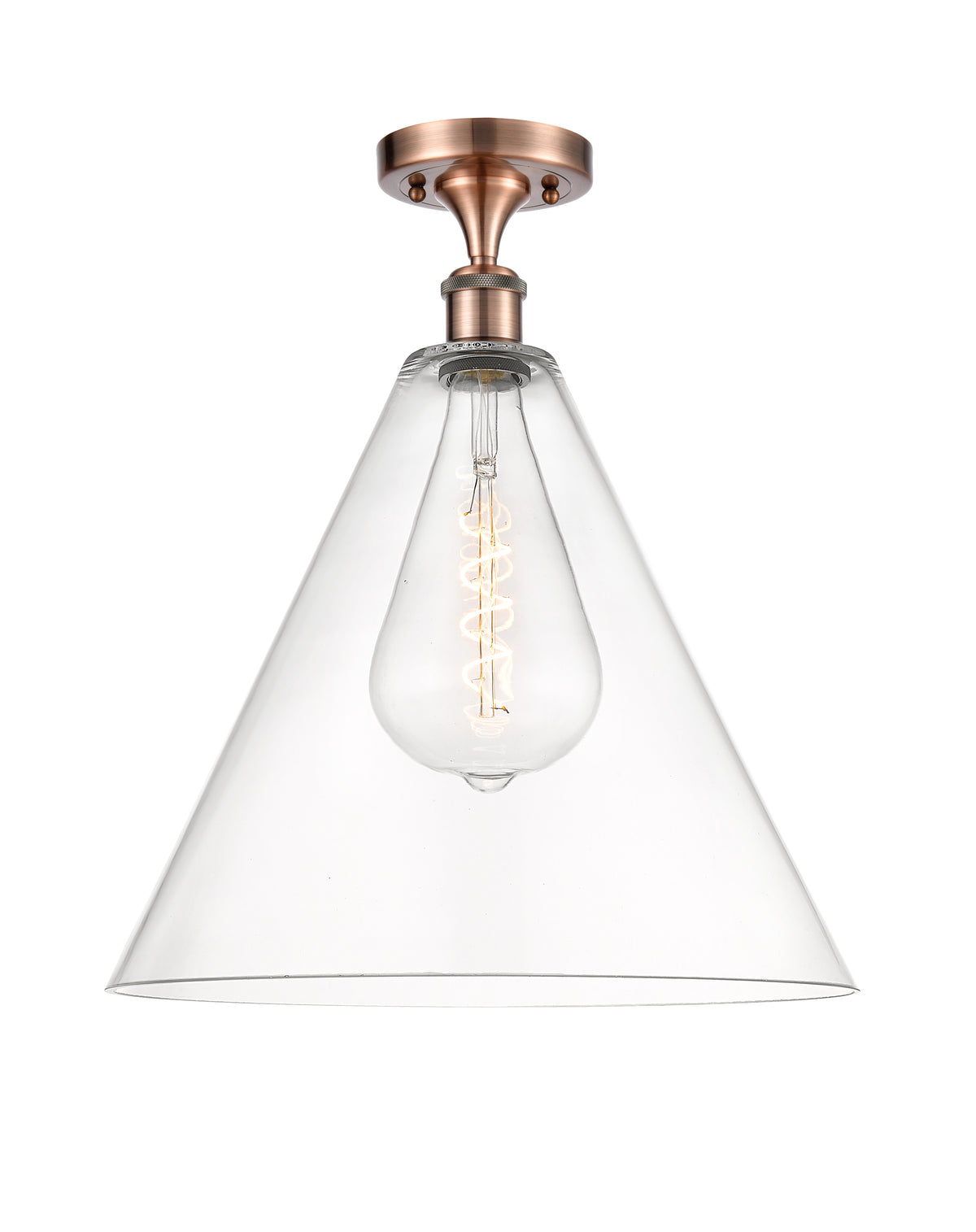 Berkshire Glass 16-Inch 1-Light Semi-Flush Mount 19-Inch High