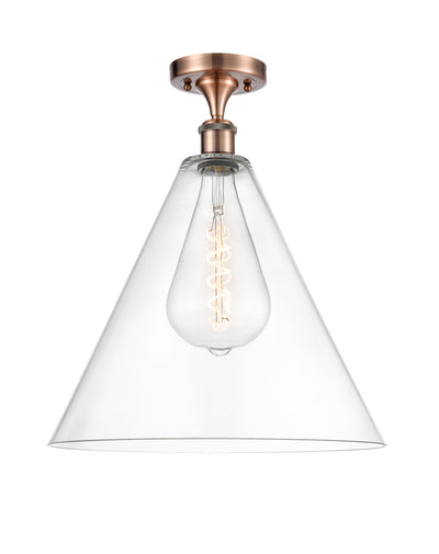 Berkshire Glass 16-Inch 1-Light Semi-Flush Mount 19-Inch High