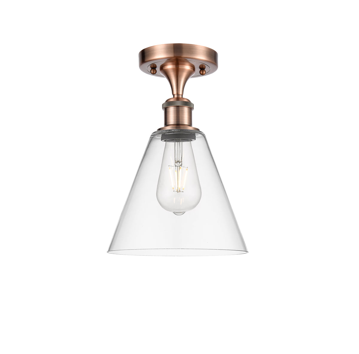 Berkshire Glass 8-Inch 1-Light Semi-Flush Mount 12-Inch High