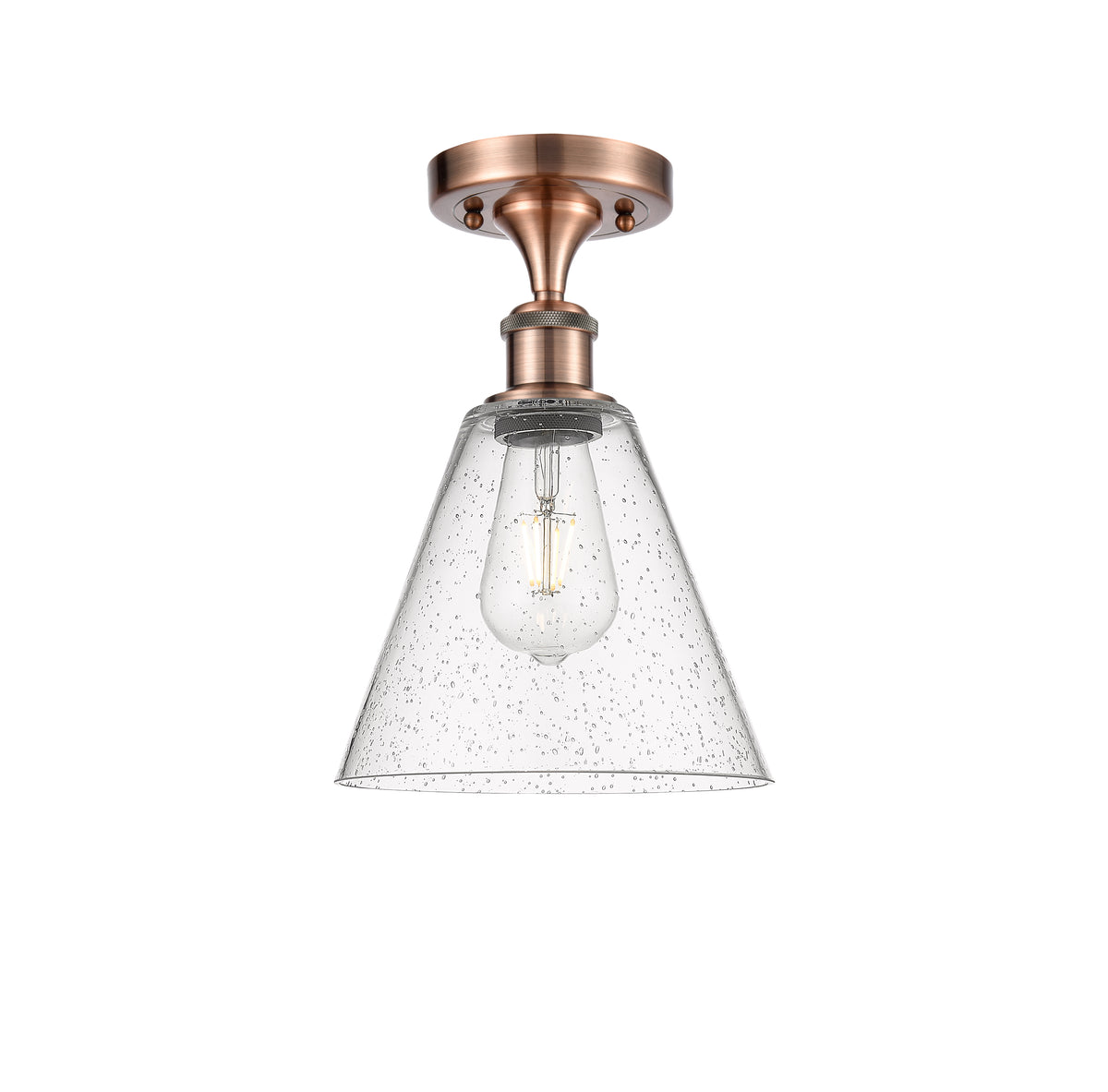 Berkshire Glass 8-Inch 1-Light Semi-Flush Mount 12-Inch High