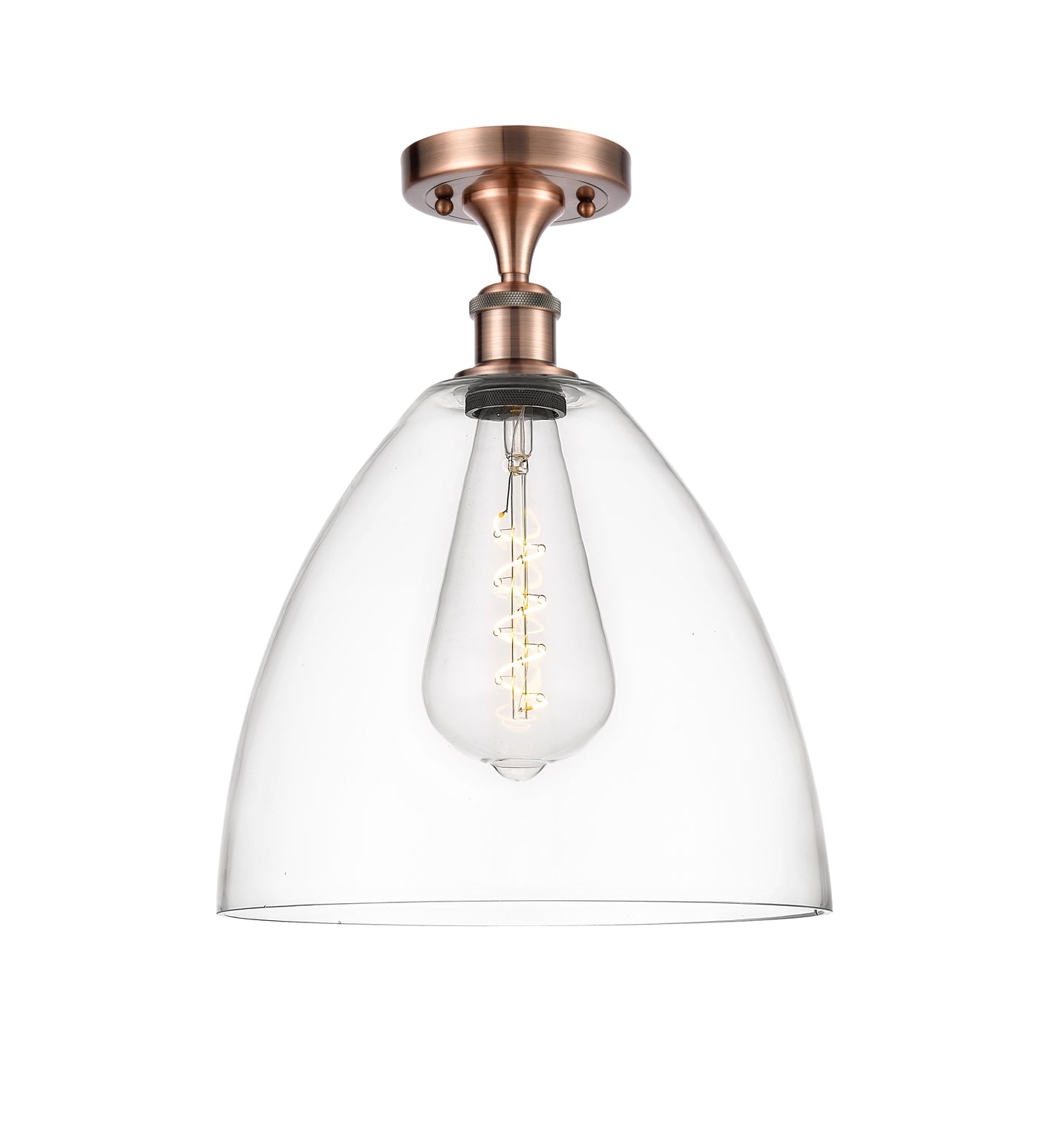 Edison Semi-Flush Mount Satin Nickel 8 Inch