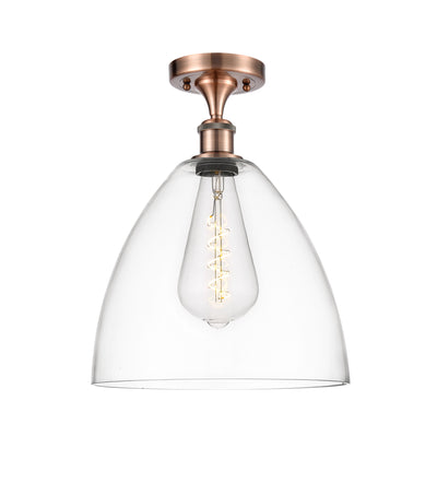 Bristol 12-Inch 1-Light Semi-Flush Mount Dome Shade 15-Inch High